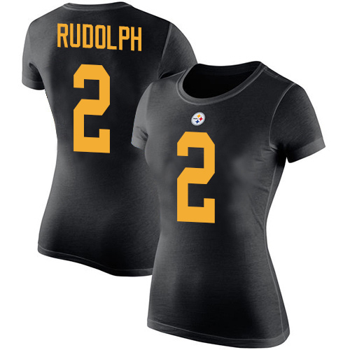 Women Pittsburgh Steelers Football #2 Black Mason Rudolph Rush Pride Name and Number Nike NFL T Shirt